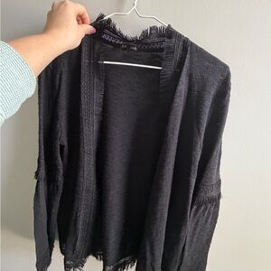 Hannah Black Fringed Cardigan